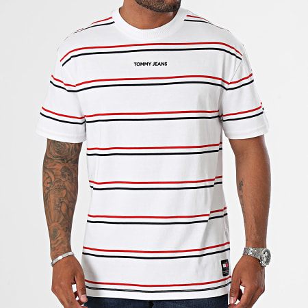 Tommy Jeans - Tee Shirt A Rayures Reg Classic Stripe 9210 Blanc