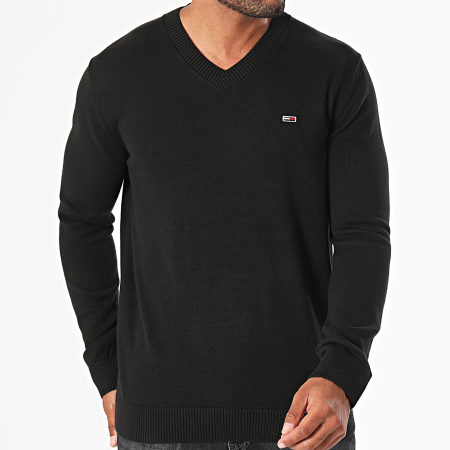 Tommy Jeans - Jersey Slim V-ceck Essential 9192 Negro