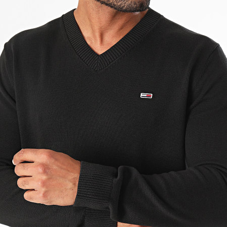 Tommy Jeans - Maglione essenziale con scollo a V 9192 nero