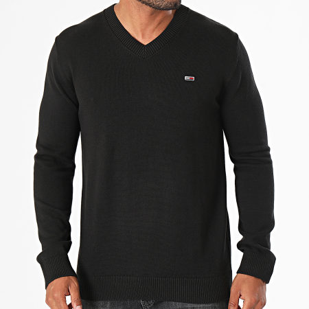 Tommy Jeans - Maglione essenziale con scollo a V 9192 nero