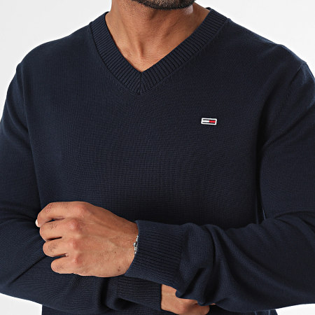 Tommy Jeans - Maglione essenziale con scollo a V 9192 blu navy