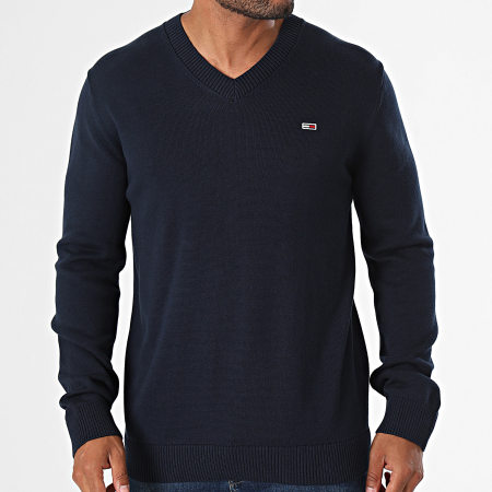 Tommy Jeans - Maglione essenziale con scollo a V 9192 blu navy