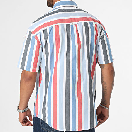 Tommy Jeans - Chemise Manches Courtes A Rayures Bold Stripes 9529 Blanc Rouge Bleu Clair Noir