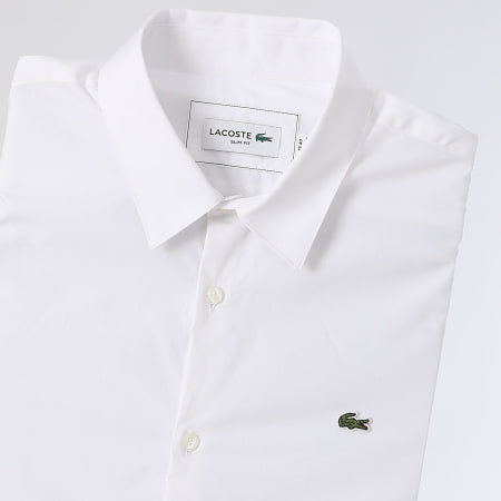 Lacoste - Chemise Manches Longues Logo Brodé Crocodile Blanc