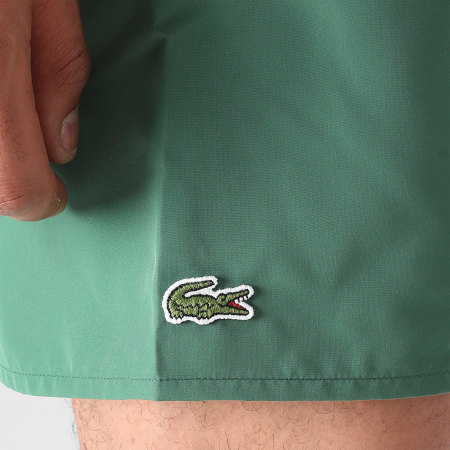 Lacoste - Short De Bain Logo Brodé Crocodile Vert Foncé