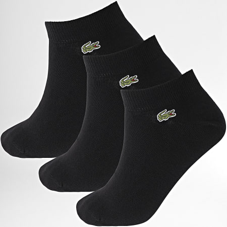 Lacoste - 3 Pares De Calcetines Con Logo Bordado Cocodrilo Negro