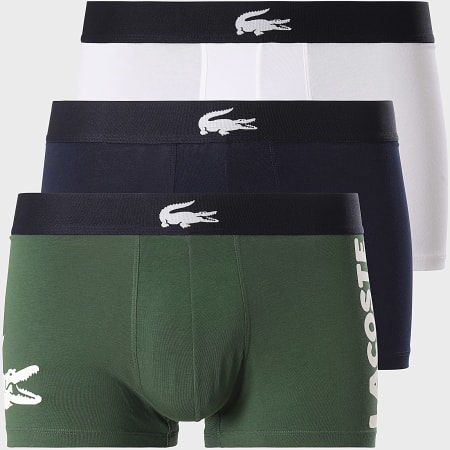 Lacoste - Set di 3 boxer classici verde cachi blu navy bianco