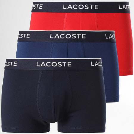 Lacoste - Lot De 3 Boxers Classic Rouge Bleu Foncé Bleu Marine
