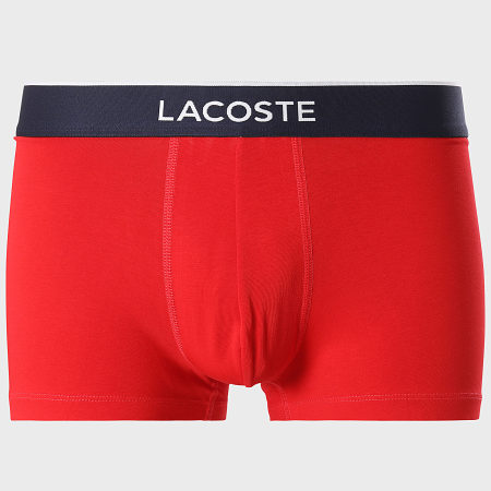 Lacoste - Lot De 3 Boxers Classic Bleu Marine Rouge Gris Chiné