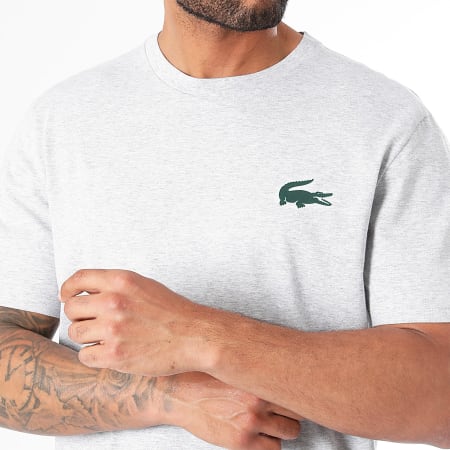 Lacoste - Maglietta con logo coccodrillo grigio screziato