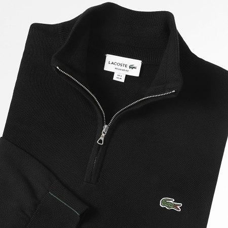 Lacoste - Suéter con cremallera y logotipo bordado de cocodrilo Negro