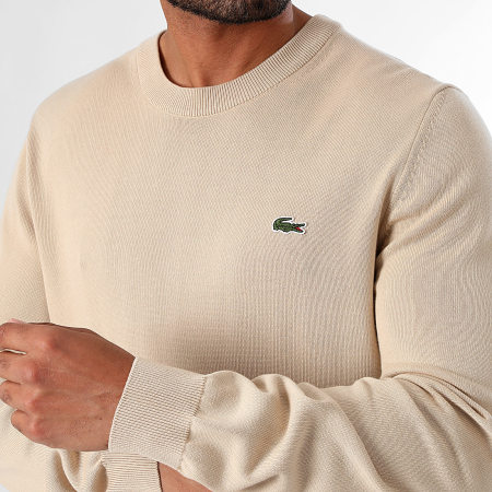 Lacoste - Suéter con logo bordado de cocodrilo beige