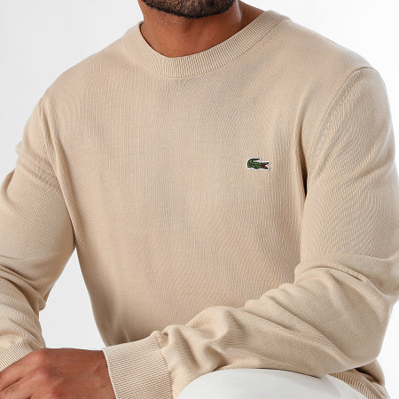 Lacoste - Suéter con logo bordado de cocodrilo beige