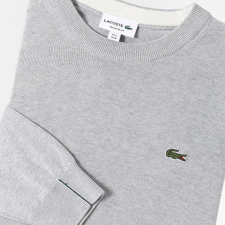 Pull Logo Brode Crocodile Gris Clair Chine