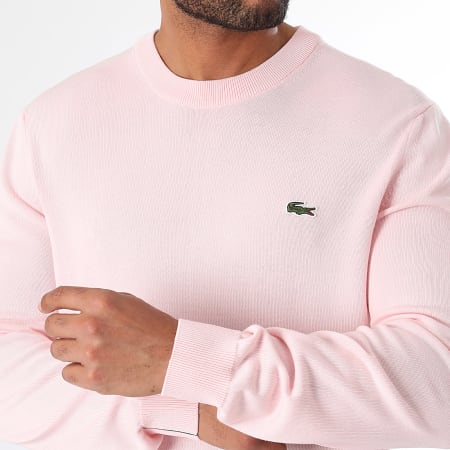 Lacoste - Maglione con logo ricamato in coccodrillo, vestibilità regolare, rosa chiaro