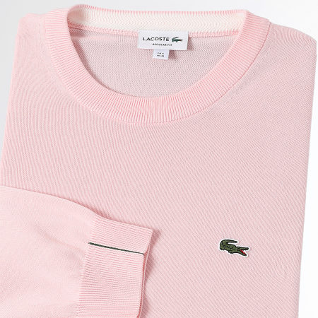 Lacoste - Maglione con logo ricamato in coccodrillo, vestibilità regolare, rosa chiaro