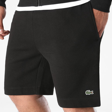 Lacoste - Pantalón Corto Logo Cocodrilo Bordado Negro