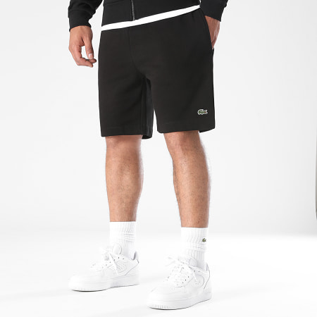 Lacoste - Pantalón Corto Logo Cocodrilo Bordado Negro