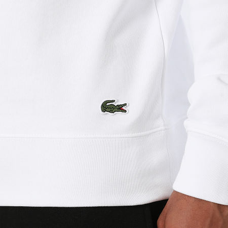Lacoste - Felpa girocollo Big Crocodile Classic Fit Logo Bianco