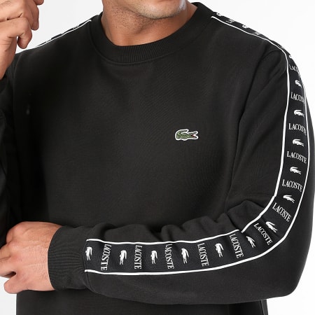 Lacoste - Sudadera de cuello redondo con logotipo bordado de cocodrilo Negro