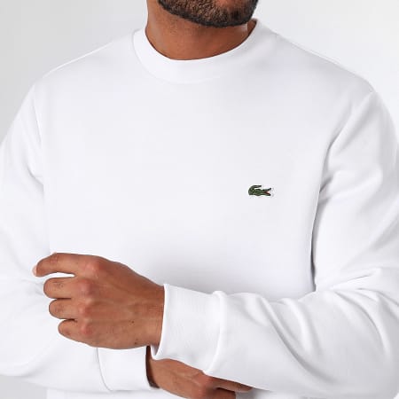 Lacoste - Sweat Crewneck Logo Brodé Crocodile Blanc