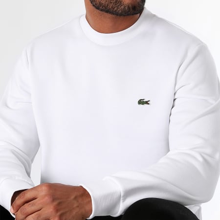 Lacoste - Sweat Crewneck Logo Brodé Crocodile Blanc