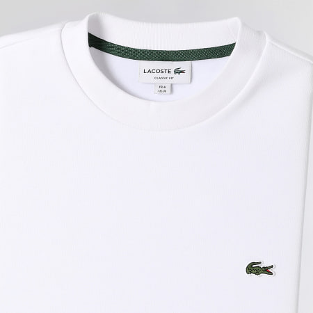 Lacoste - Sweat Crewneck Logo Brodé Crocodile Blanc