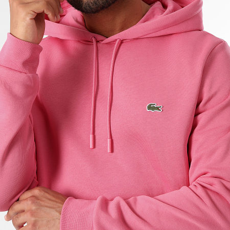 Lacoste - Sudadera con capucha y logo bordado Cocodrilo Classic Fit Rosa