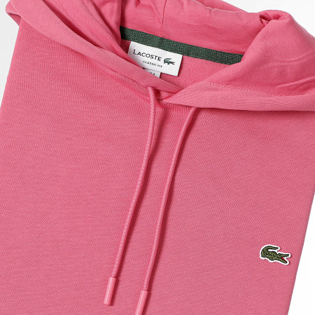 Lacoste - Felpa con cappuccio con logo ricamato in coccodrillo, vestibilità classica, rosa