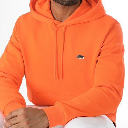 Lacoste - Sudadera con capucha y logo bordado Cocodrilo Classic Fit Naranja