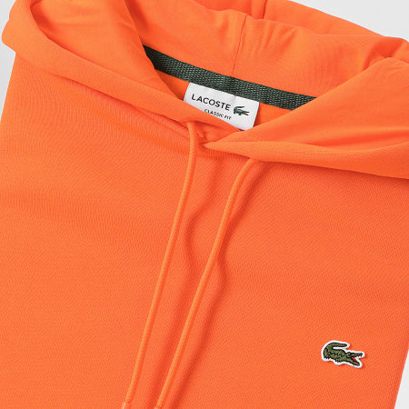 Lacoste - Sudadera con capucha y logo bordado Cocodrilo Classic Fit Naranja