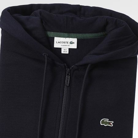 Lacoste - Sweat Zippé Capuche Logo Brodé Crocodile Classic Fit Bleu Marine