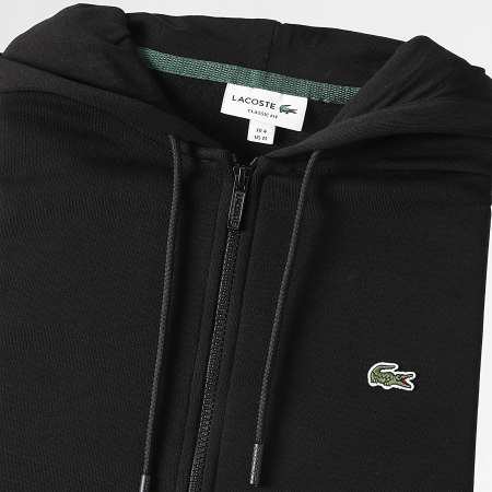 Lacoste - Sweat Zippé Capuche Logo Brodé Crocodile Classic Fit Noir