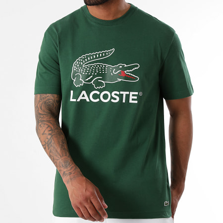 Lacoste - Tee Shirt Big Crocodile Regular Fit Verde Oscuro