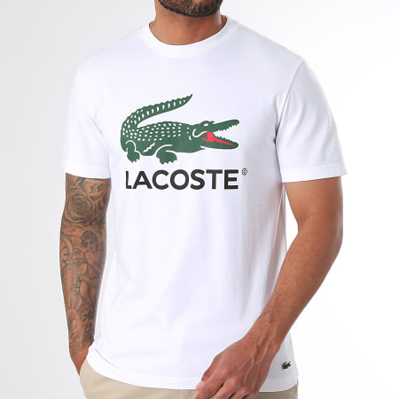 Lacoste - Tee Shirt Big Crocodile Regular Fit Blanc