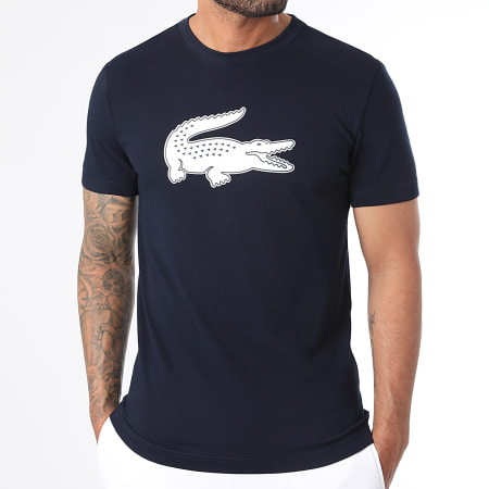 Lacoste - Maglietta Logo grande coccodrillo blu navy bianco