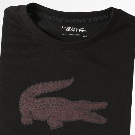 Lacoste - Tee Shirt Big Logo Crocodile Noir Bordeaux