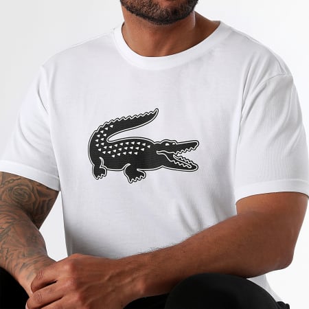Lacoste - Camiseta Big Logo Cocodrilo Blanco Negro