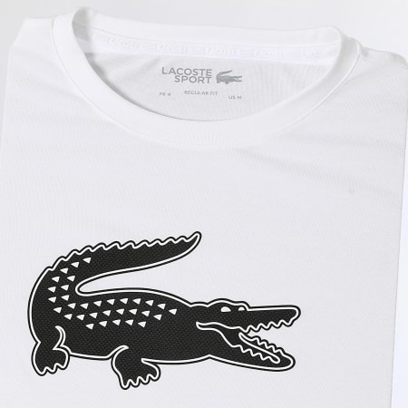 Lacoste - Tee Shirt Big Logo Crocodile Blanc Noir