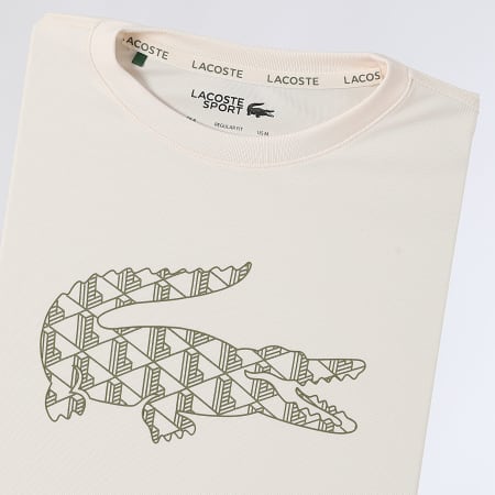 Lacoste - Maglietta con logo ricamato in coccodrillo beige