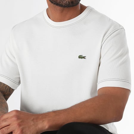 Lacoste - Tee Shirt Logo Brodé Crocodile Blanc