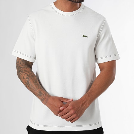 Lacoste - Camiseta blanca con logotipo bordado de cocodrilo