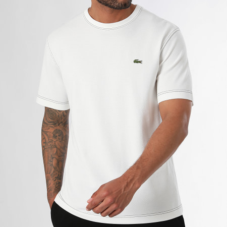 Lacoste - Camiseta blanca con logotipo bordado de cocodrilo