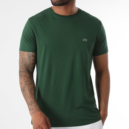 Lacoste - Tee Shirt Logo Brodé Crocodile Regular Fit Vert Foncé