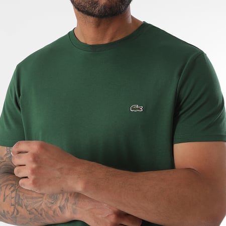 Lacoste - Tee Shirt Logo Brodé Crocodile Regular Fit Vert Foncé