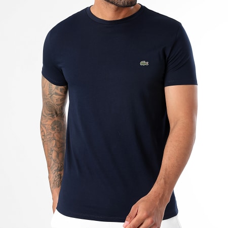 Lacoste - T-shirt blu navy dal taglio regolare con logo ricamato a coccodrillo
