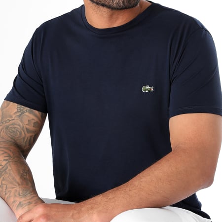 Lacoste - T-shirt blu navy dal taglio regolare con logo ricamato a coccodrillo