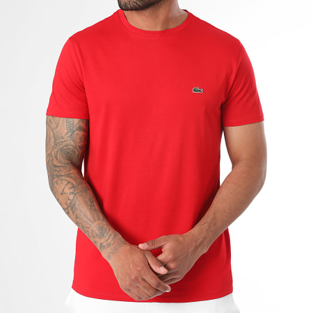 Lacoste - Tee Shirt Logo Brodé Crocodile Regular Fit Rouge