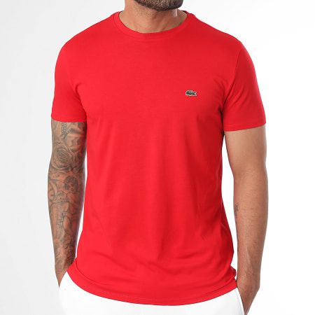 Lacoste - Maglietta con logo del coccodrillo ricamato, vestibilità regolare, rosso