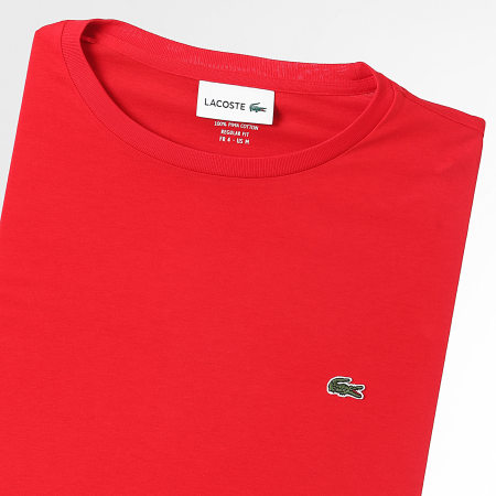 Lacoste - Camiseta Logo Cocodrilo Bordado Regular Fit Roja